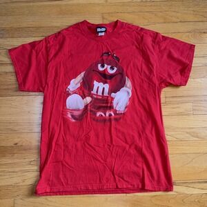 M&M's Shirt Mens XL Red Character Graphic T Shirt Candy Advertising Y2K Novelty